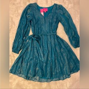 Lilly Pulitzer long sleeve swing dress. Worn once. Size S, ribbon belt